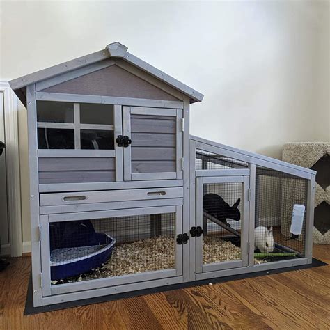 Aivituvin Rabbit Hutch Rabbit Cage Indoor Bunny Hutch with Run Outdoor Rabbit House with Two Deeper No Leak Trays - 4 Casters Include (Without Bottom Wire Netting) 4. . Rabbit cages amazon